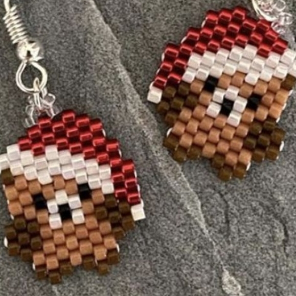 Flat beaded earrings Christmas bears - Picture 2 of 2